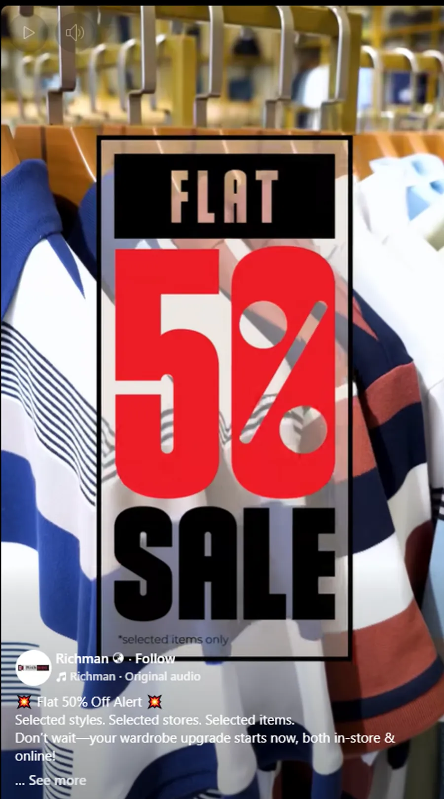 Flat 50% discount on selected items at RichMan