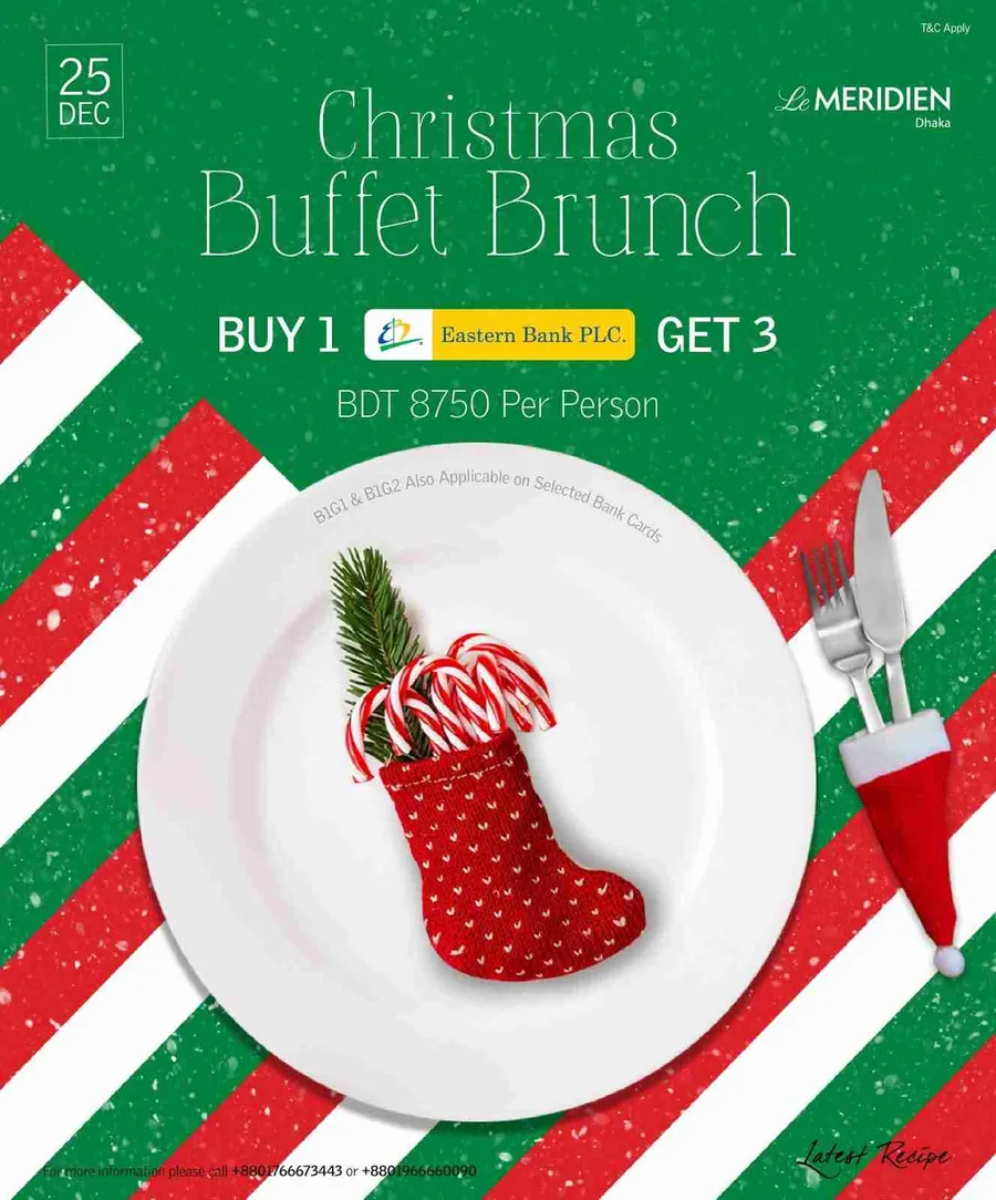 Christmas ⛄ buffet brunch buy 1 get 3 Le Meridien hotel