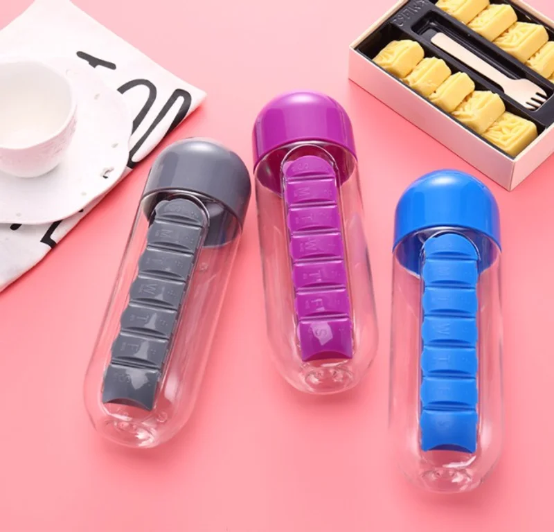 600ml Water Bottle With Pill Box at 99 Shop BD