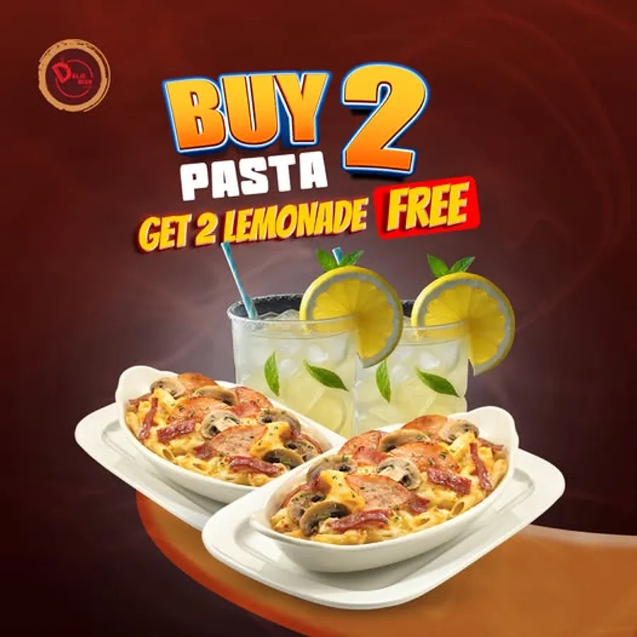 Buy pasta get drinks free at DELIC DISH
