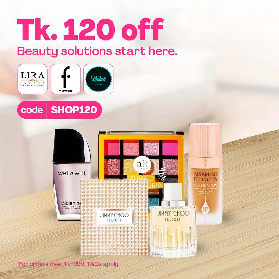 Save up to Tk. 120 on beauty must-haves! Get them delivered exclusively from foodpanda shops.