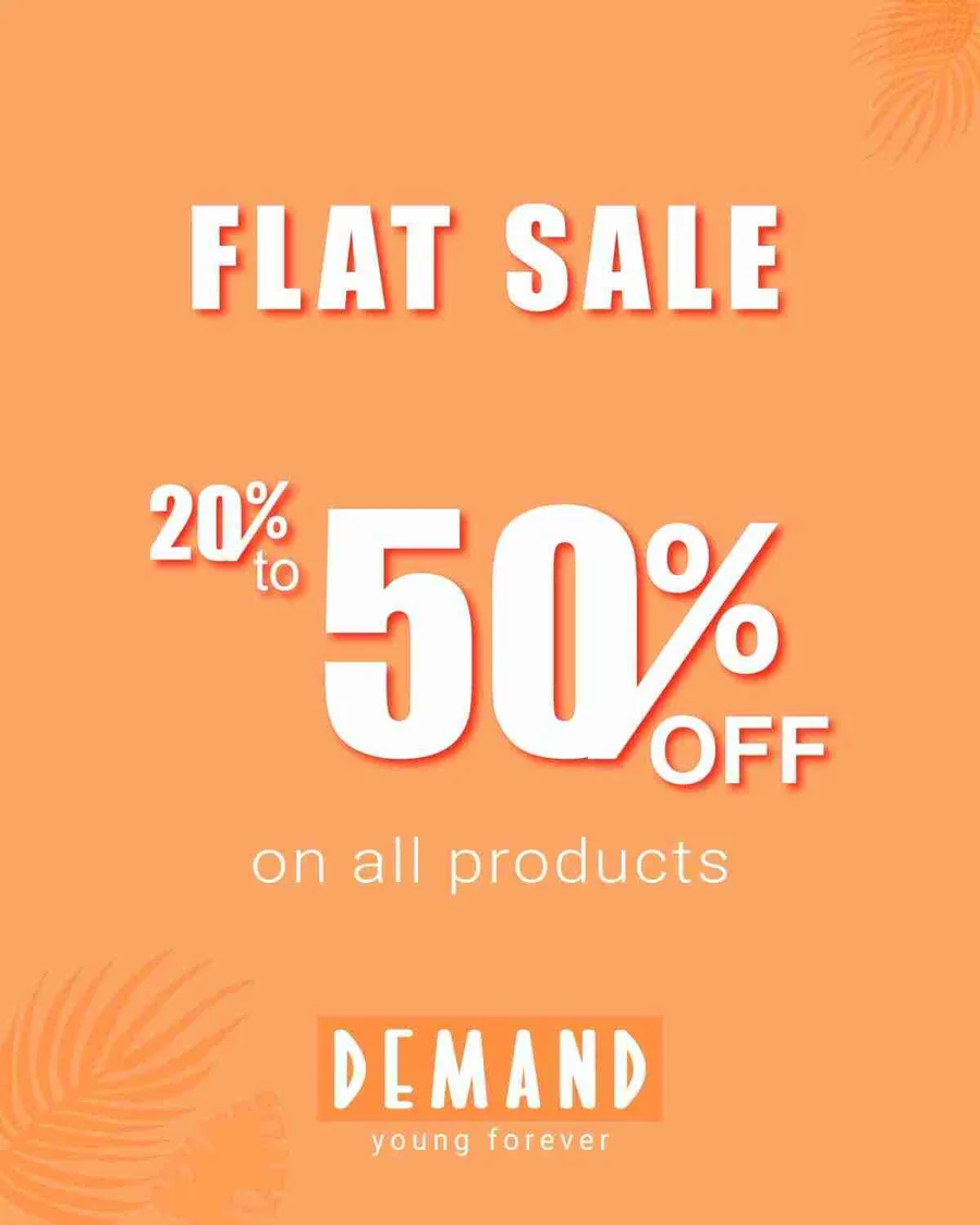 Flat 20-50% discount on all clothing product at demand