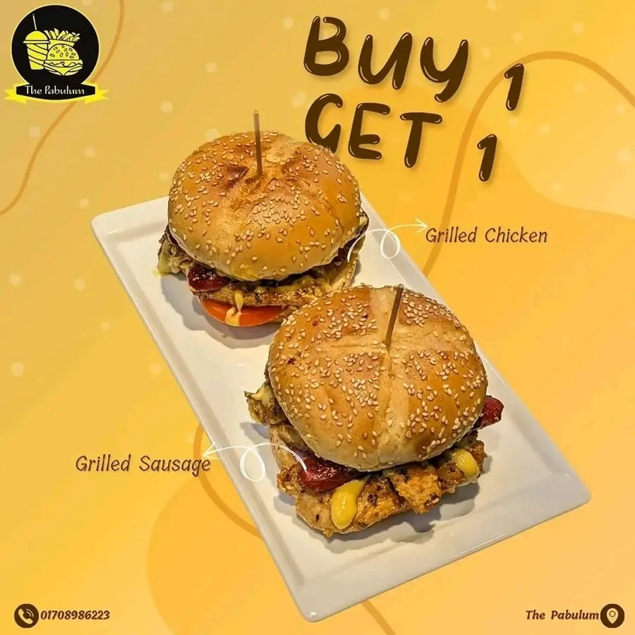 Buy 1 get 1 BBQ Chicken Sausage Delight Burger at The Pabulum