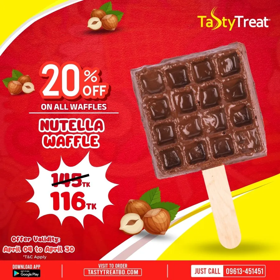 Get 20% Off on all Waffles at Tasty Treat