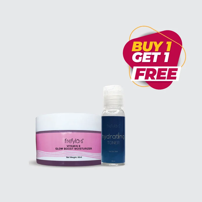 Buy 1 Freyias Vitamin E Glow Boost Moisturizer 50 ml & Get 1 Freyias Hydrating Toner For Dry Skin 20 ml Free at Shajgoj