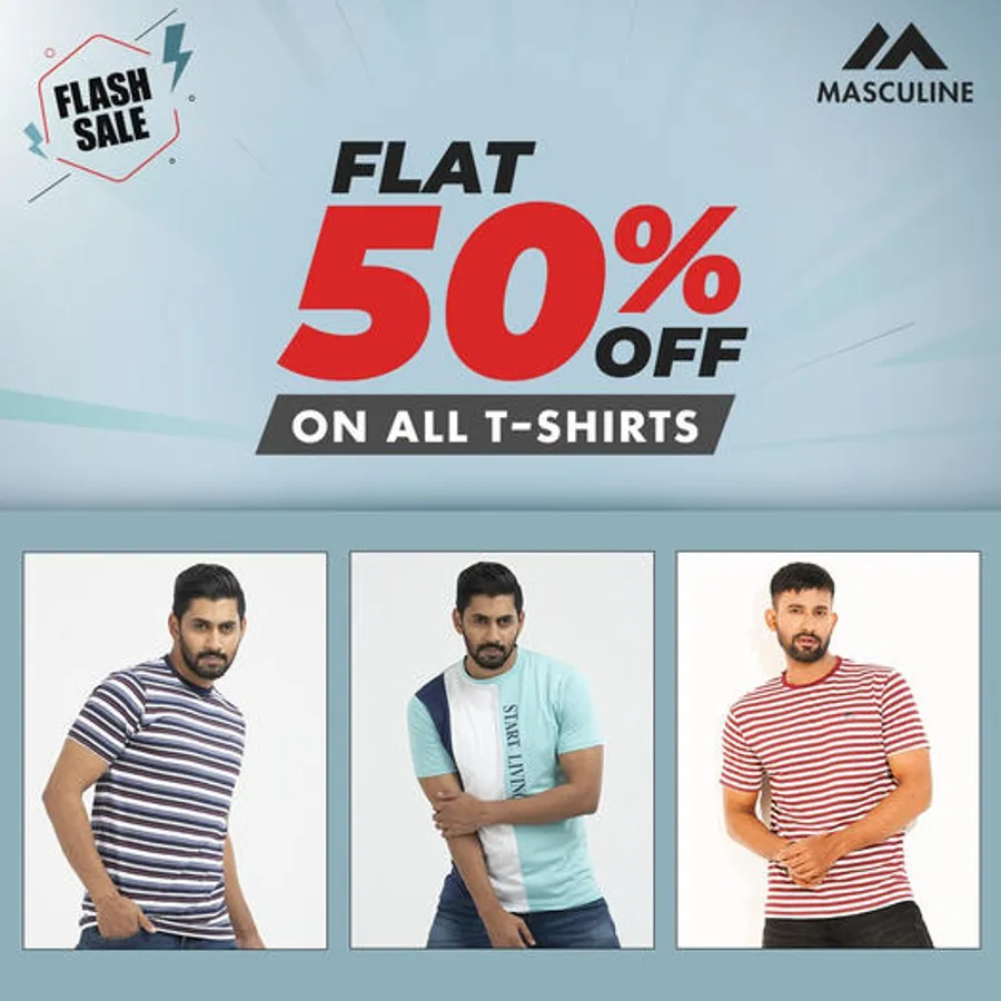 Get Flat 50% Off on T-Shirt at Masculine