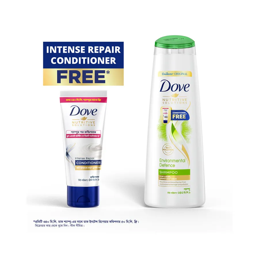 Buy Dove Shampoo Environmental Defense 340ml (Get Intense Repair Conditioner 50 ml Free) at Shajgoj