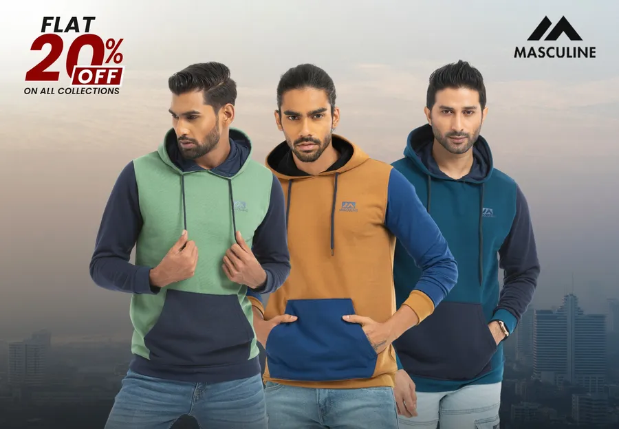 Flat 20% discount on all collection at Masculine