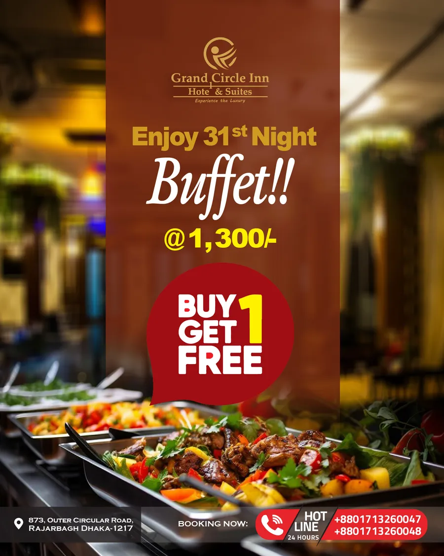 Enjoy 31 first night buy one get one buffet offer at Hotel Grand Circle Inn