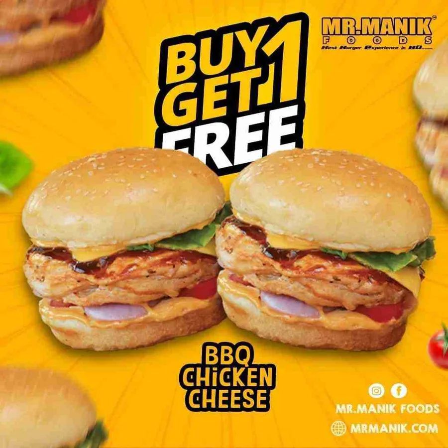 Buy one get one Burger 🍔 offer Mr. Manik foods Uttara