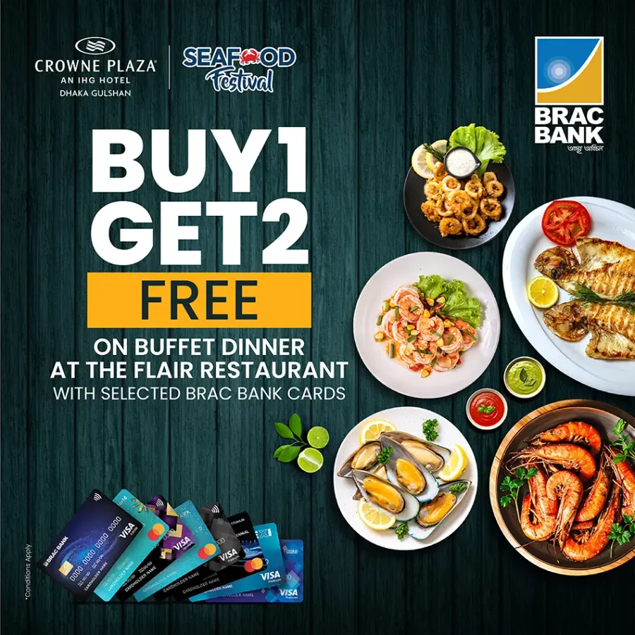 Buy one get two buffer dinner offer Using Brac Bank cards