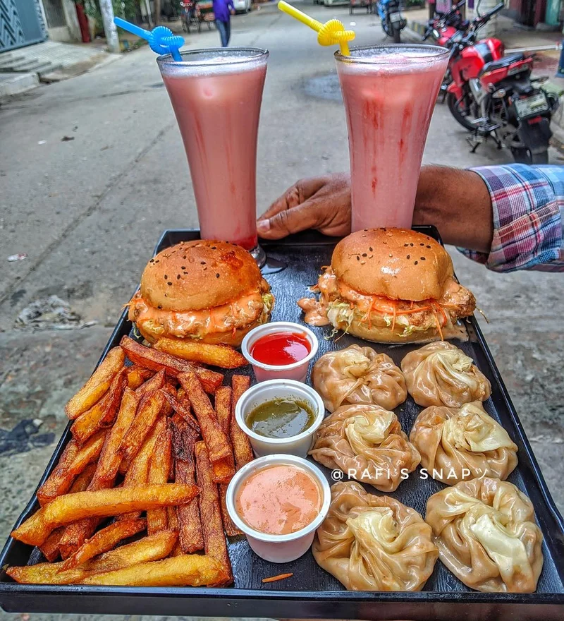 Combo Offer | Burger | MOMO | French Fries | Strawberry Shakes at Food Center Mirpur