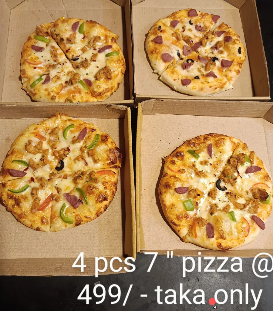 4 Pcs 7" Pizza Only 499 TK | Pizza Offer at Cowboy Pizza Khilgaon