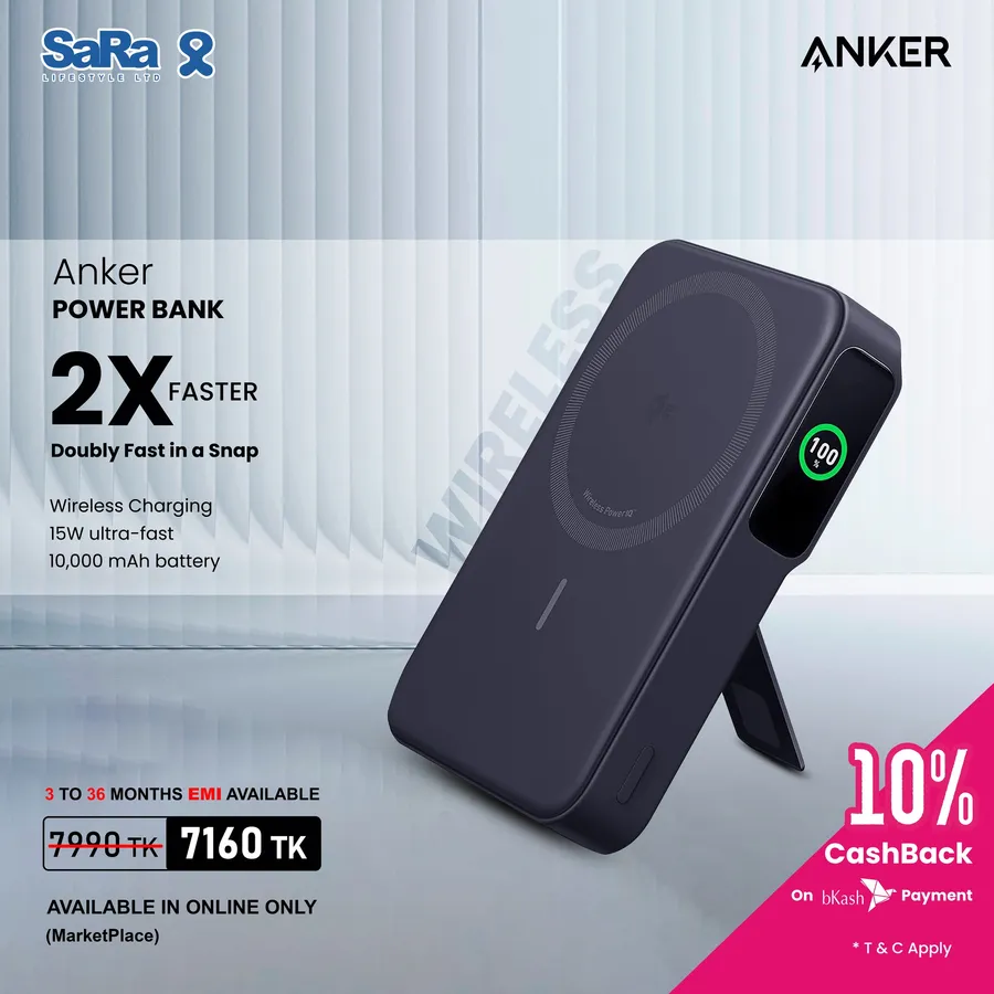 The Anker MagGo 10000mAh Magnetic Wireless Power Bank 830 TK discount at SaRa Lifestyle Ltd