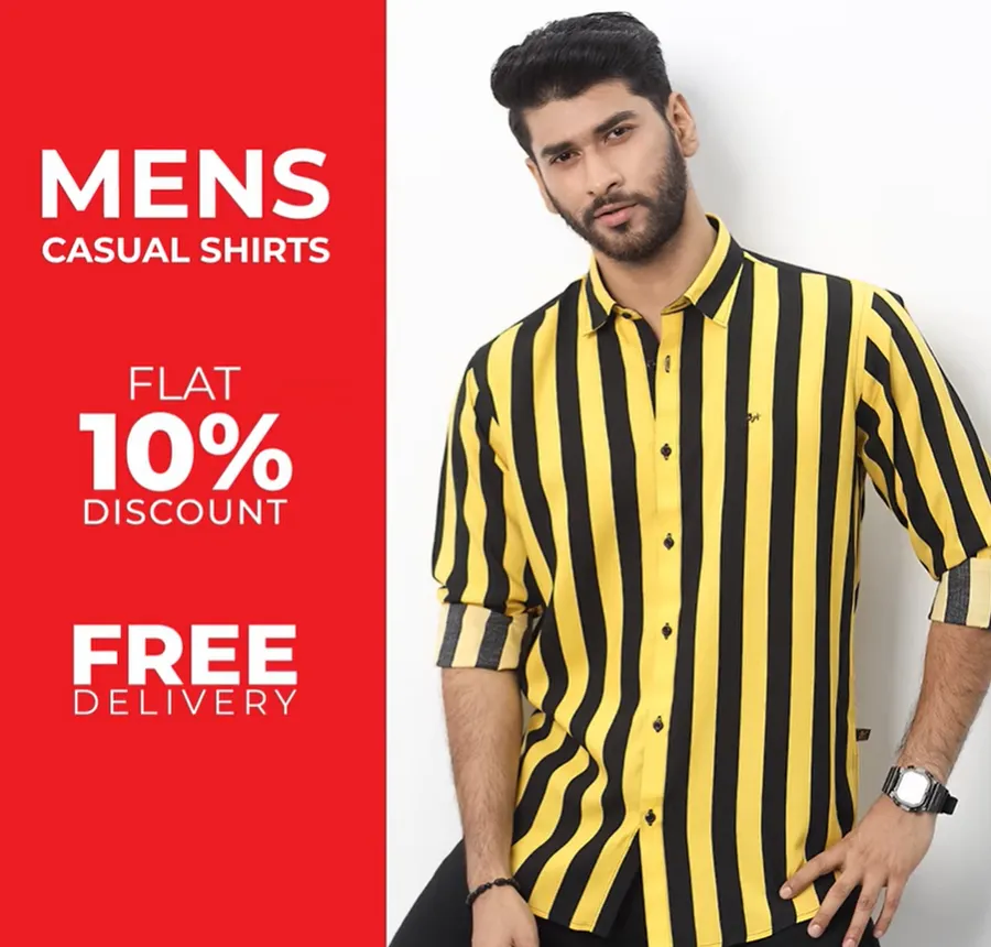 Men casual shirt flat 10% discount Plus Free Delivery at ART