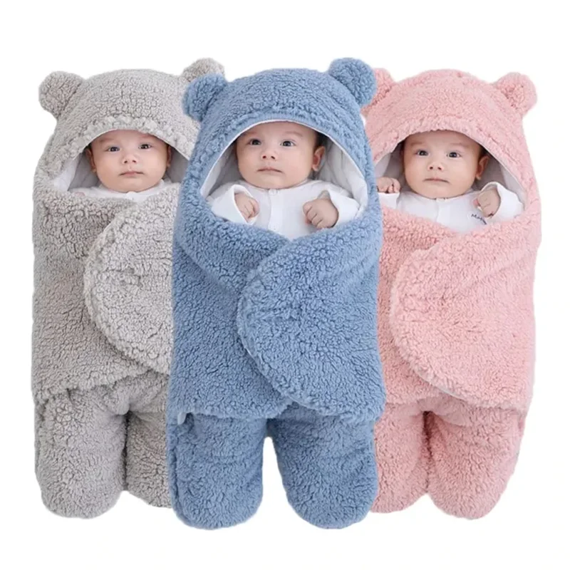 Cute Newborn Baby Boys Girls Blankets Plush Swaddle Wrap Ultra-Soft Fluffy Fleece Sleeping Bag Cotton Soft Bedding Baby Stuff 69% Discount