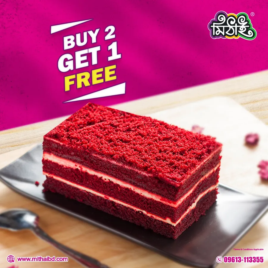 Buy 2 pastry  and get 1 free at Mithai