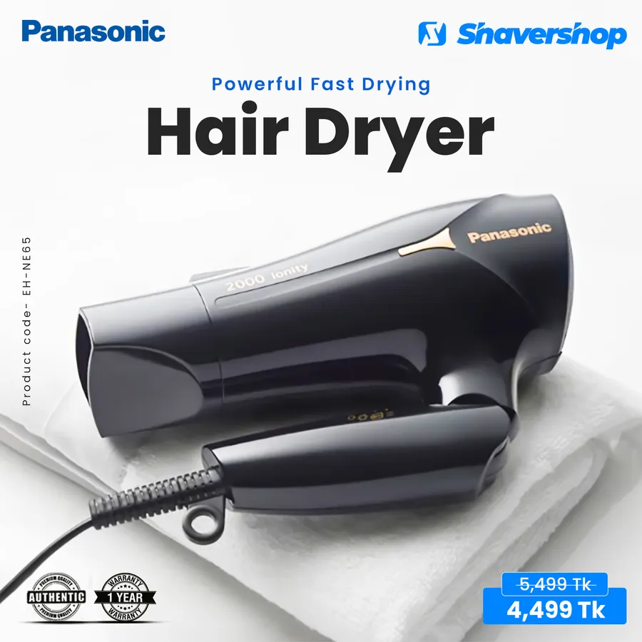 Panasonic EH-NE65 Hair Dryer Powerful Fast Drying for Women at Shaver Shop Bangladesh