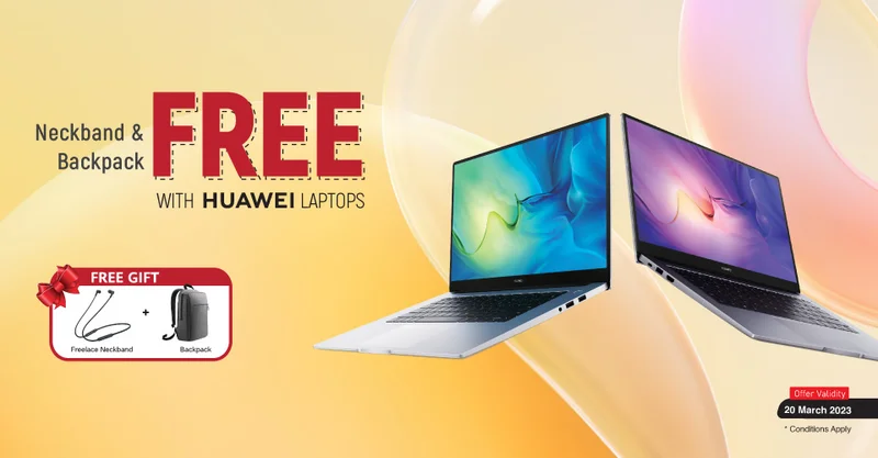 Spring Offer Free Neckband & Backpack With Huawei Laptops and Free Smart Watch With Realme Book Laptop at Rayans