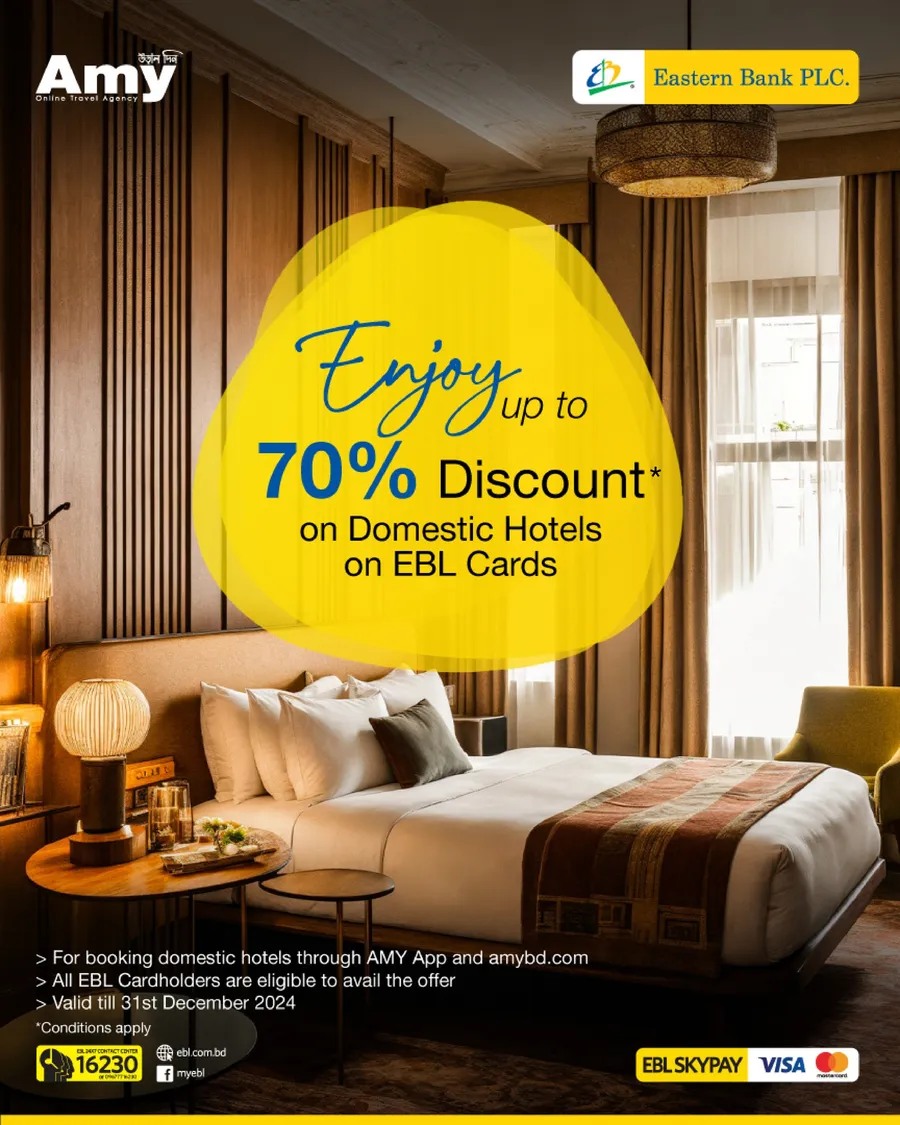 Enjoy up to 70% discount on domestic hotels on AMY App