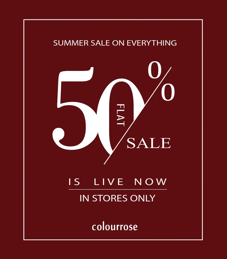 Flat 50% discount on all items at Colourrose