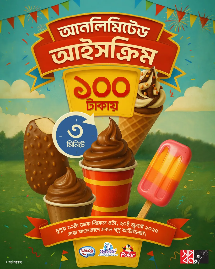 Unlimited ice-cream only 100 tk at SHWAPNO