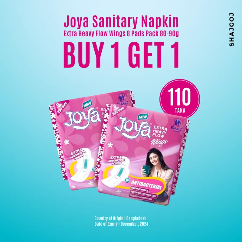 Joya Sanitary Napkin – Extra Heavy Flow Wings 8 Pads Pack 80-90g (Buy 1 Get 1)