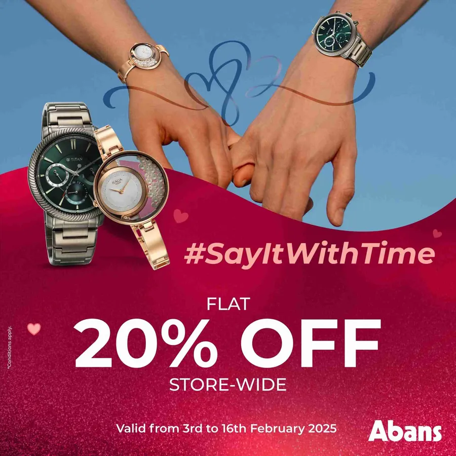 ​Enjoy FLAT 20% OFF on Titan watches for Him and Her at Abans