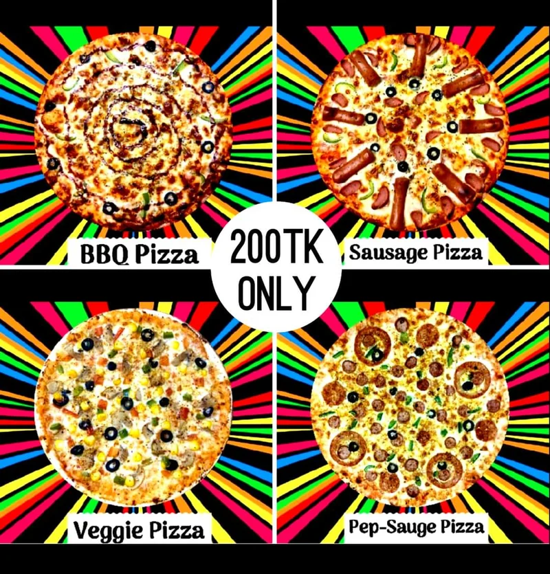 Any flavor pizza only 200 TK at the pizza factory