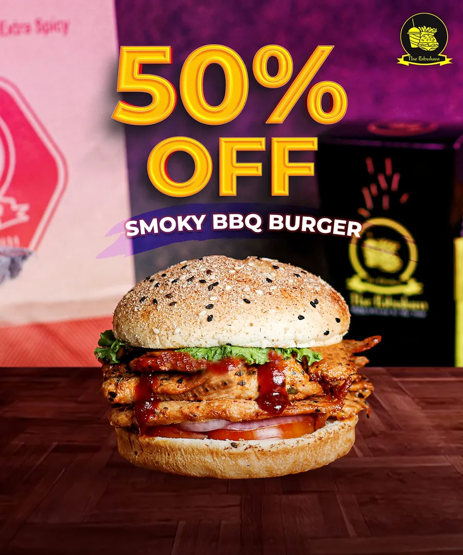 Get 50% Discount On Smokey BBQ Burger at The Pabulum