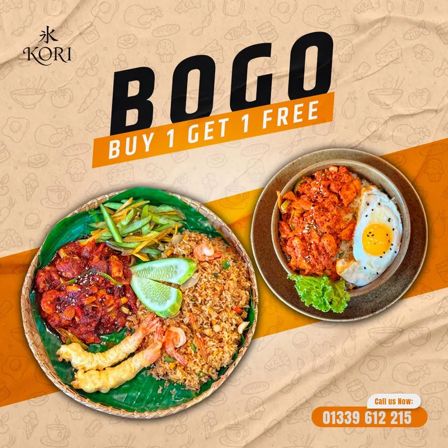 Buy one platter get one bowl free at KORI -氷