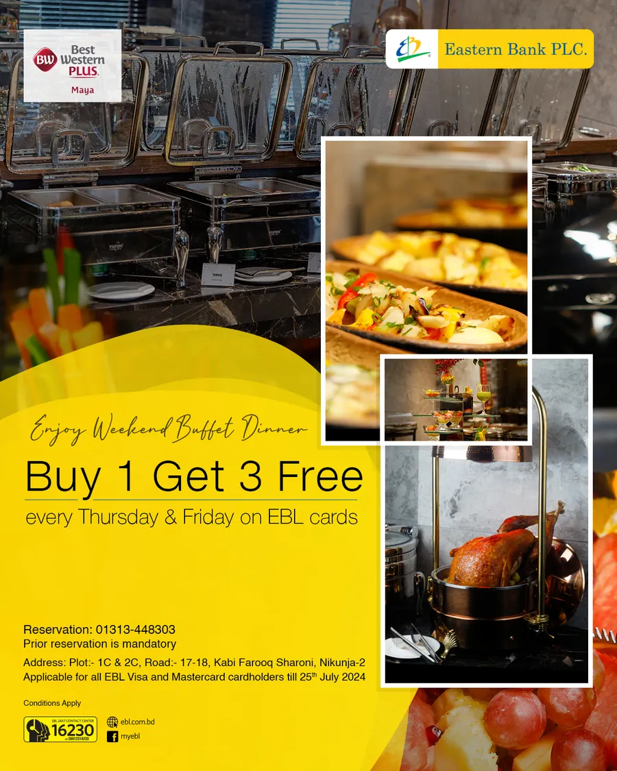 Enjoy B1G3 free Weekend Buffet Dinner at Best Western Plus Maya using your EBL cards