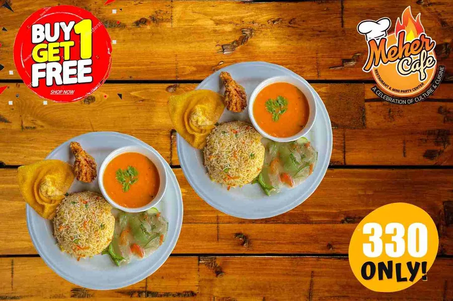 Buy one get one set menu offer at meher cafe