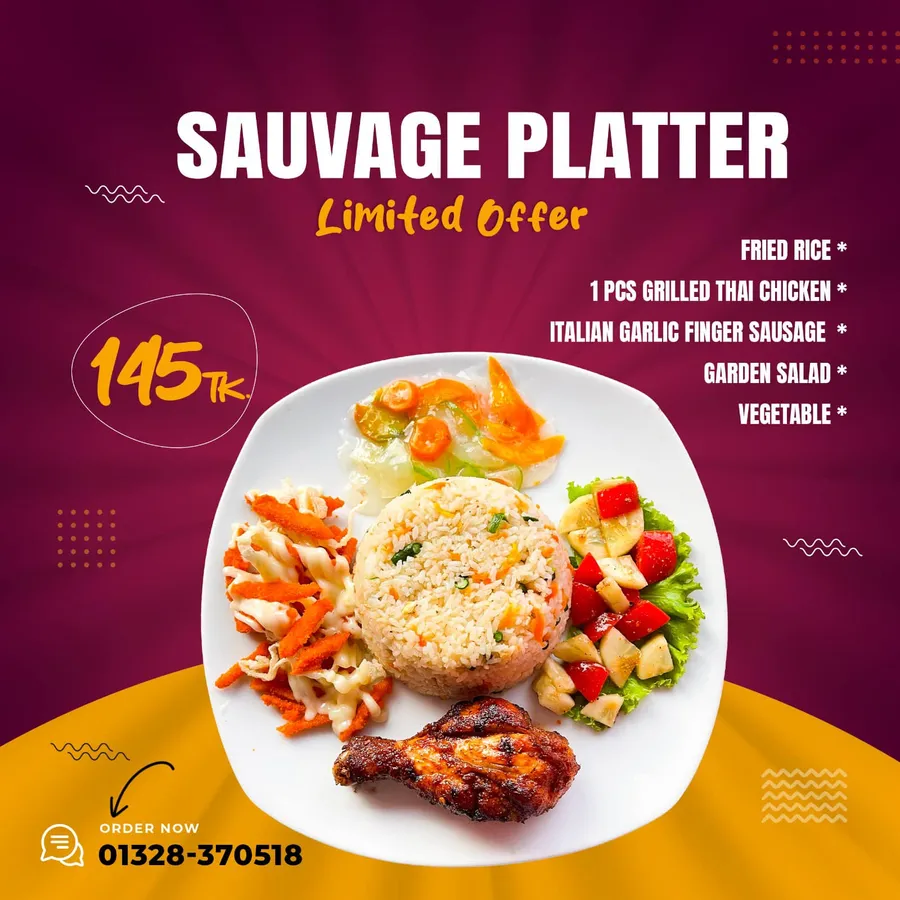 5 items Sauvage Platter offer only 145 tk at Mr Chef Kitchen