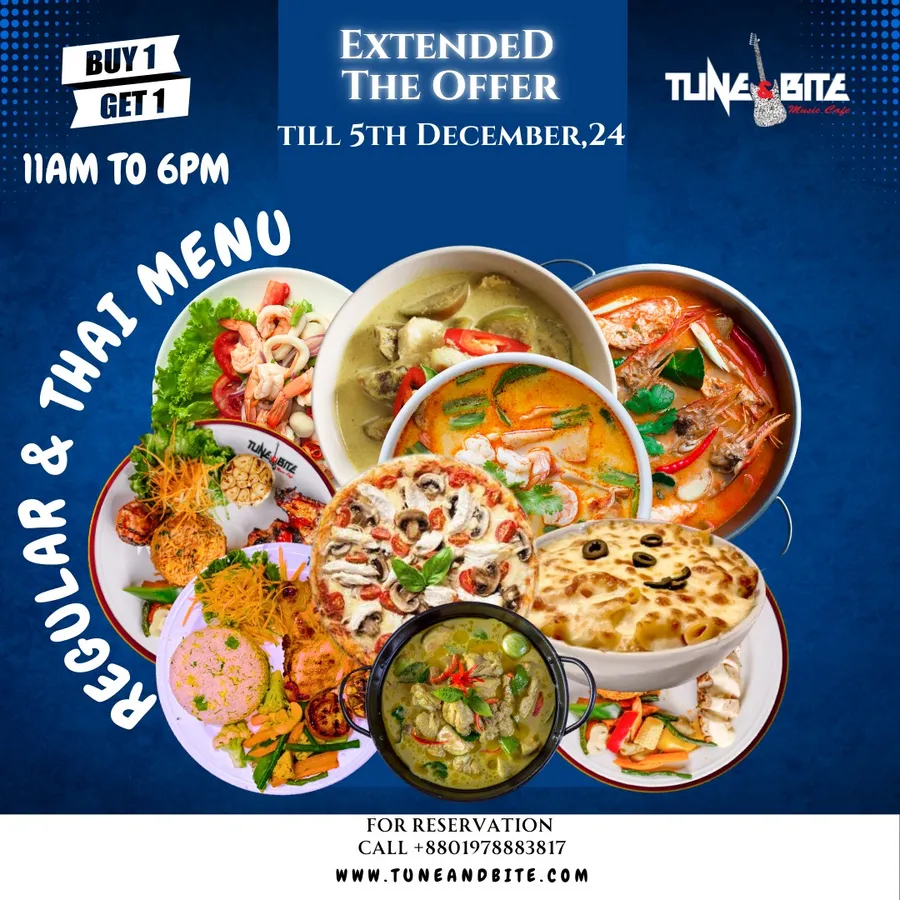 Buy one get one platter offer at Tune & Bite Music Cafe Wari