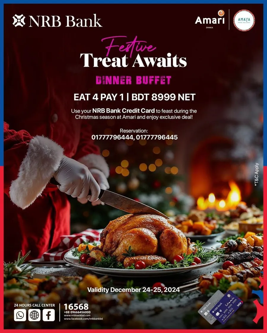 Use your NRB Bank Credit Card to feast during the Christmas season at Amari and enjoy exclusive deal!