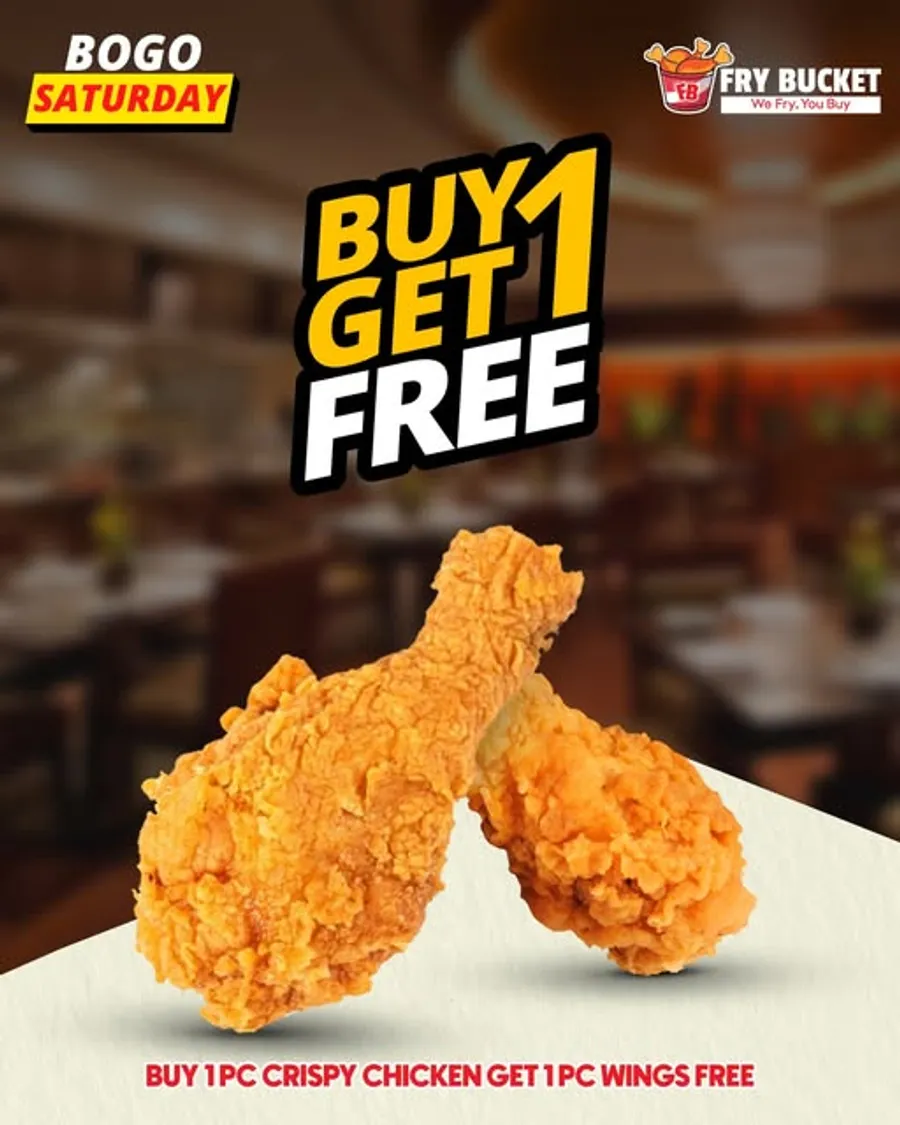 Buy 1PC crispy chicken and get 1PC wings FREE at Fry Bucket