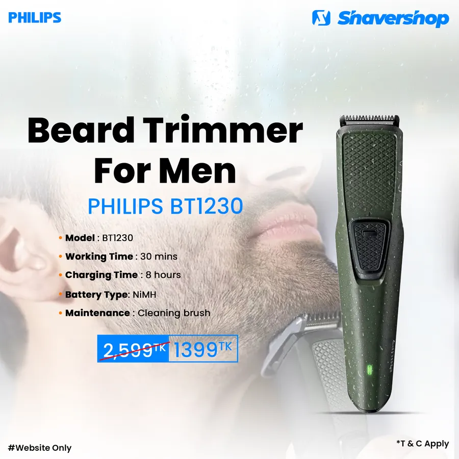 The Philips BT1230 Beard Trimmer for Men 1200 TK discount at Shaver Shop Bangladesh