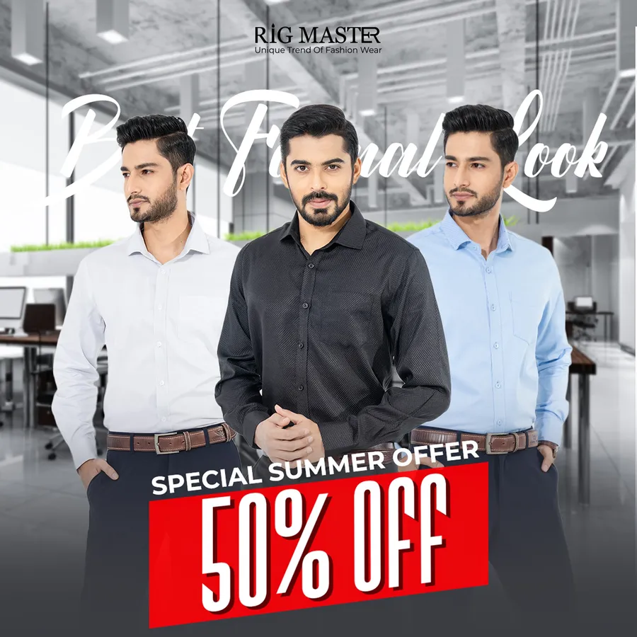 Flat 50% discount on Shirt | T-Shirt | Panjabi and couple set at Rig Master