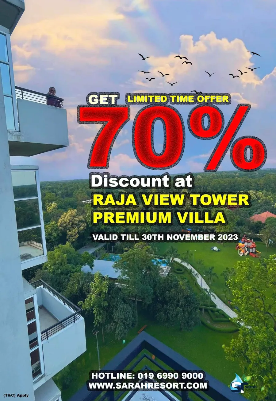 Grab very special 70% discount on Raja View Tower and Premium Villa resort