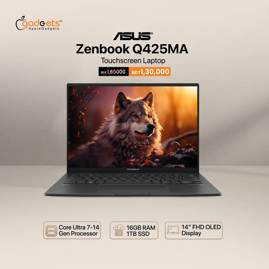 Asus Zenbook Q425M Touch Screen Laptop 35,000 TK discount at Apple Gadgets