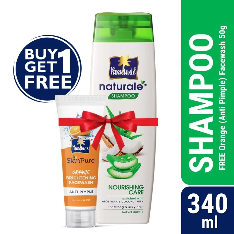 Parachute Naturale Shampoo Nourishing Care 340ml (FREE Orange Facewash - ANTI PIMPLE - 50gm) - Buy One Get One Offer at OHSOGO