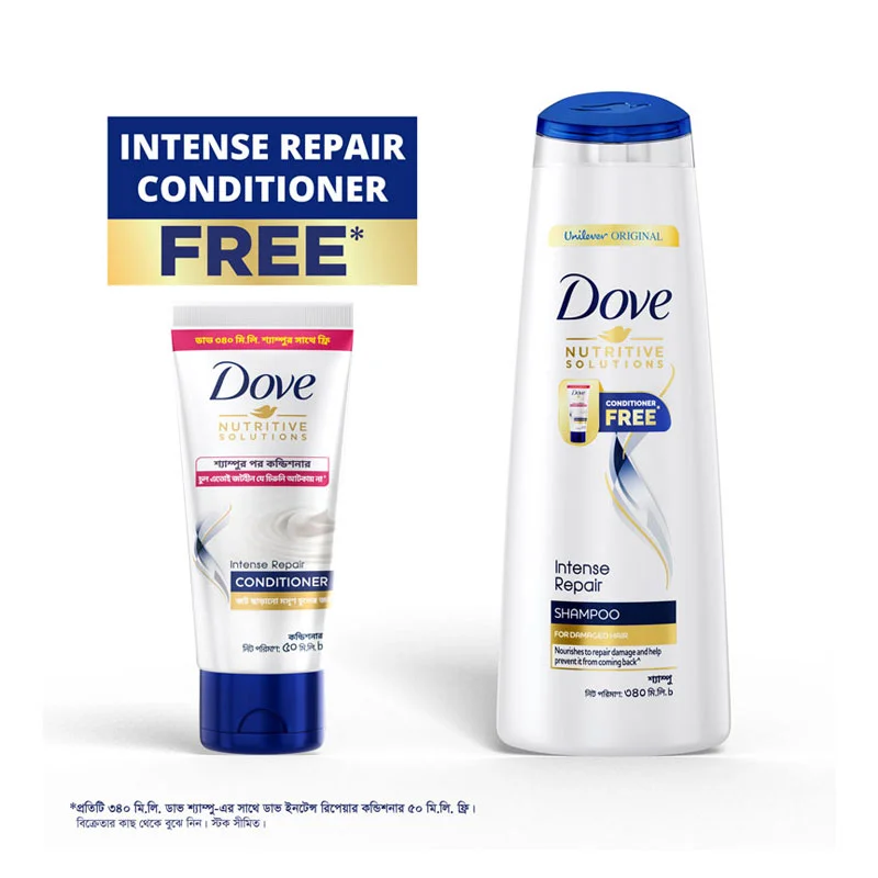 Dove Shampoo Intense Repair 340ml (Get Intense Repair Conditioner 50 ml Free) | BOGO Offer at The Mall