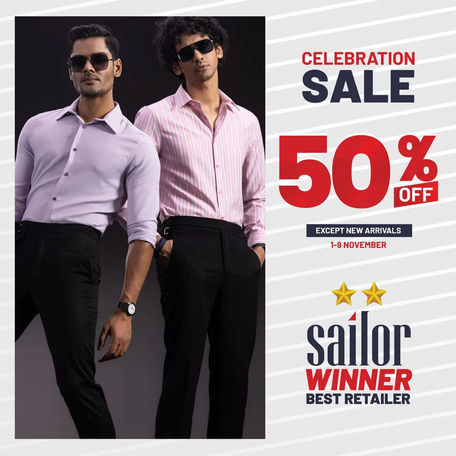 Celebrate with 50% OFF on Men’s Formal Shirt collection—ideal for a sophisticated look. Limited time offer at Sailor - Sailing Life