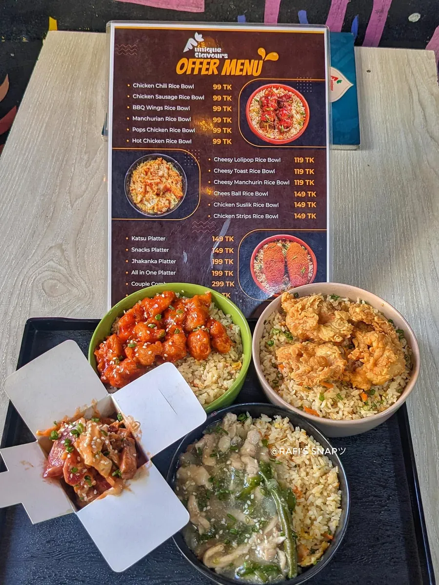 99 TK rice bowl offer at Unique Flavours