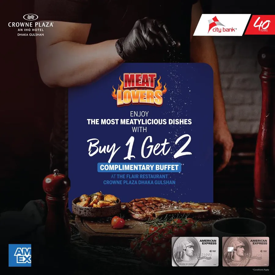 Buy 1 Get 2 Complimentary Buffet at The Flair Restaurant, Crowne Plaza Dhaka Gulshan with City Bank