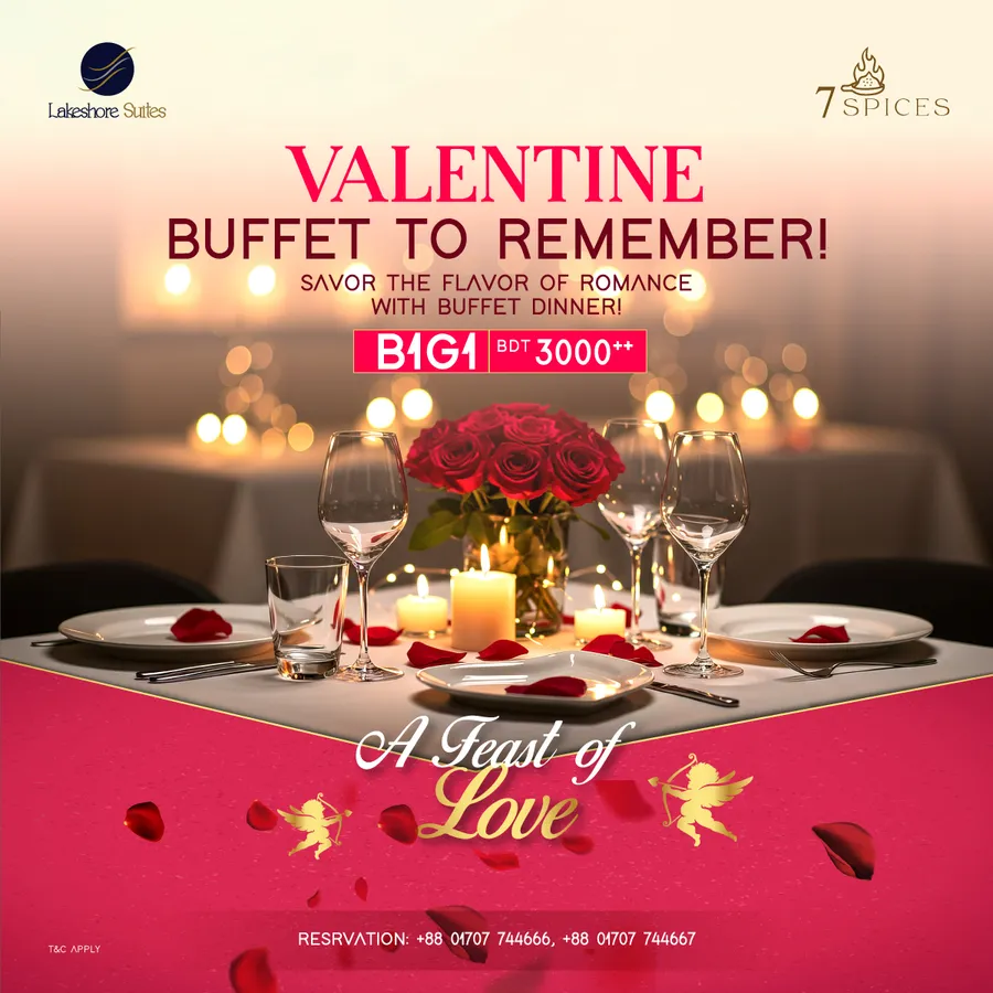 Buy one get one buffet dinner on this valentine at Lakeshore Banani