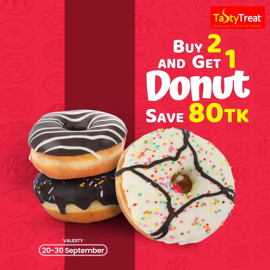 Buy 2 And Get 1 Donut | BOGO Offer at Tasty Treat