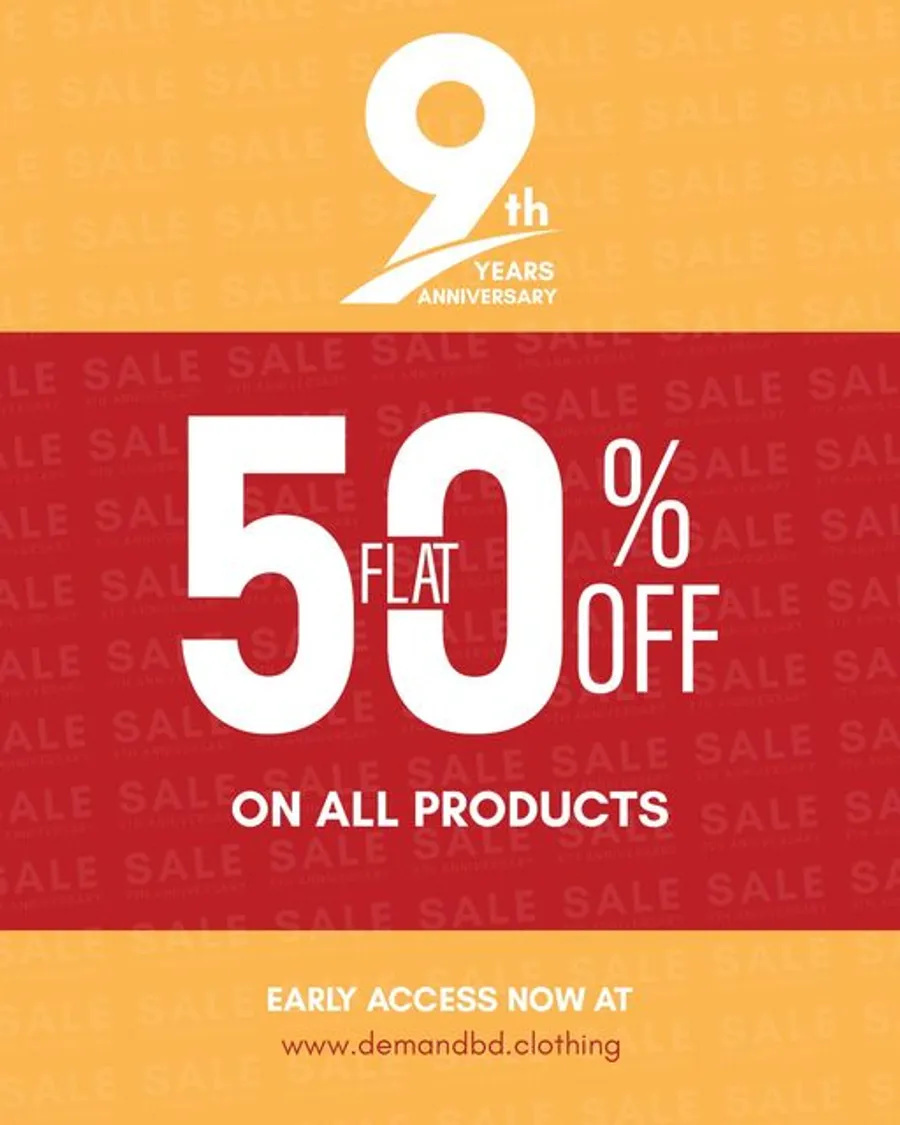 Flat 50% Discount  On All Products at Demand