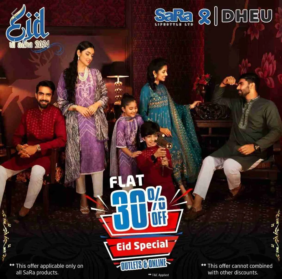 Enjoy flat 30% discount on all products at Sara